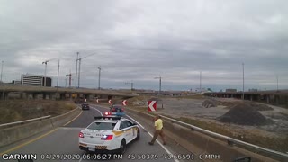 Motorcyclist Hits Guard Rail and Falls Off Overpass