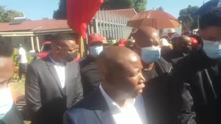 EFF leader Julius Malema visits the home of 35-year-old Mthokozisi Ntumba