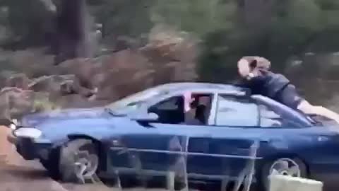 Backflip Attempt From Moving Car Falls Flat
