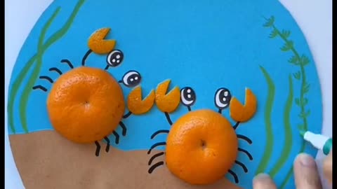 Diy orange peel crab#handmade #diy #creative #creativehandmade #painting #forkids😋 #recycle