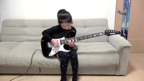 Young girl with bass talent