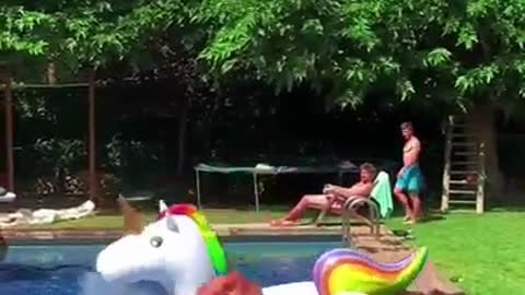 How to sit on a unicorn in the pool