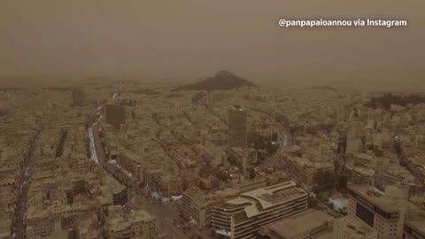 Sky over Athens turns orange under Sahara sandstorm