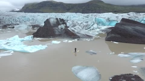 Stand Up Paddling at Svinafellsjökull glacier, Iceland