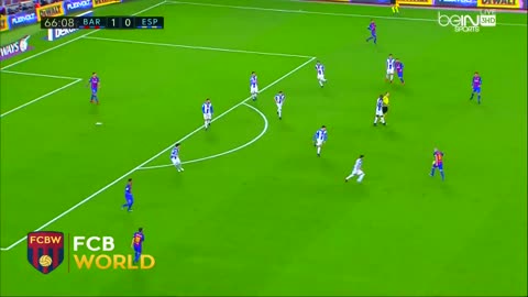 Leo Messi dribbles all Espanyol players