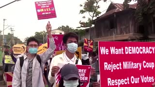 Thousands march against coup in Myanmar's capital