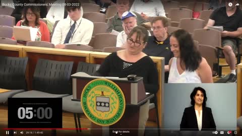 2022.08.03.Bucks County Commissioners Meeting - Christine Heitman First Speech