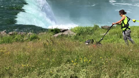 Mowing Grass at Niagara Falls