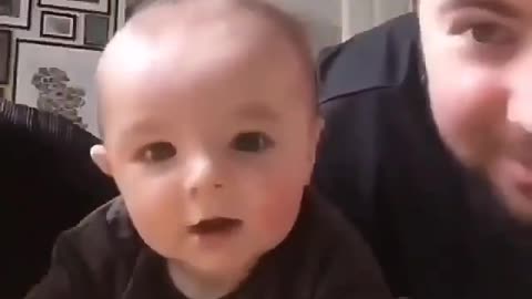 Dad fun with his cute baby