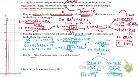 Quadratic Formula Application Problem
