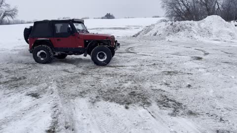 Having fun in the jeep