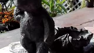 Cat Scuffles with Sculpture