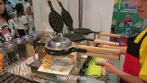 Thai Style Waffles Dessert Bangkok Street Food