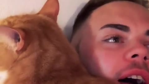 Owner teaches cat to laugh 😂