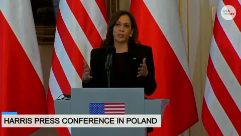 Kamala Harris Struggles To Find Correct Words At Warsaw, Poland Press Conference