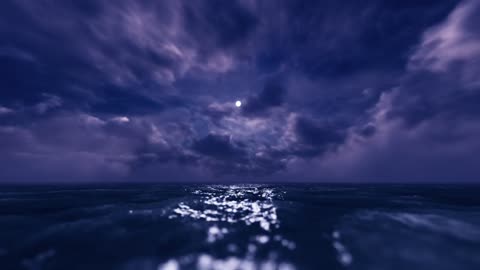 Sailing fast on the sea at night, 3D POV