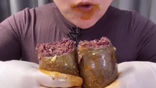 Giant Blood Sausage! ASMR Mukbang