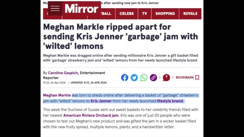 Meghan Markle RIPPED For Sending ***Kris Jenner Garbage Jam with Wilted Lemons***