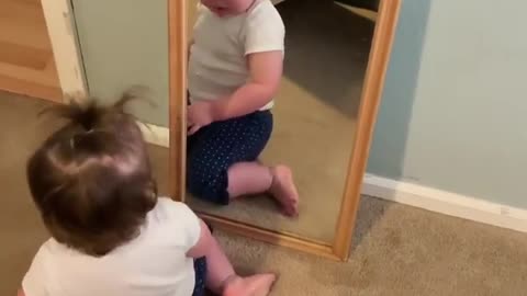 Baby talking to his mirror image 😄 | fun video | definitly make you laugh