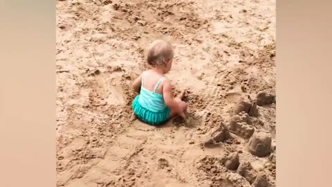 Funny Babies On The Beach