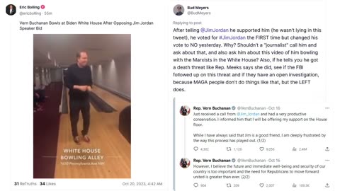 Republican votes AGAINST Jim Jordan, then bowls at the White House - Oct. 20, 2023