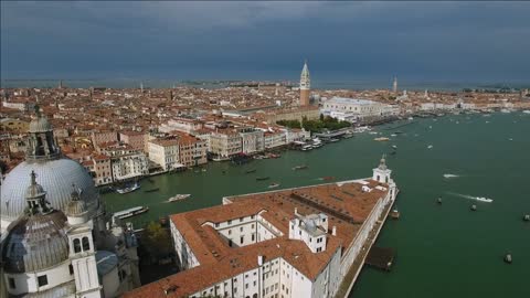 aerial view of venice panoramic landmark drone shot