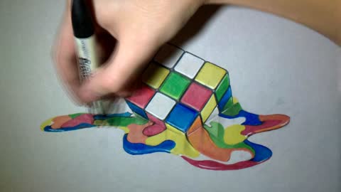 RUBIK'S CUBE MELTED ! 3D Drawing