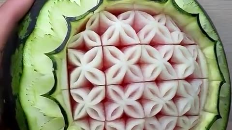 Carving a Beautiful Pattern on a Watermelon