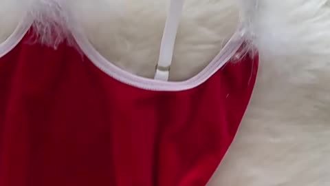 CHILLGIO Women Velour Fur Sexy Bodysuits Christmas