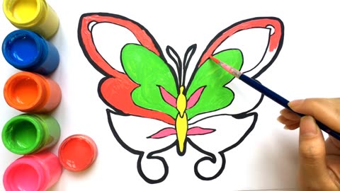 Buterfly Drawing and Coloring Tutorial Video for Beginers ASMR