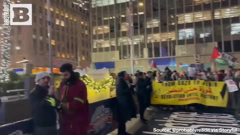 Mega Grinches! Massive Pro-Palestinian Protest Swarms Rockefeller Christmas Tree Lighting