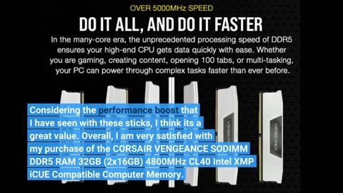 CORSAIR VENGEANCE SODIMM #DDR5 RAM 32GB (2x16GB) 4800MHz-Overview