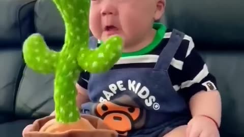 Cute Baby With Cactus🥰🥰🥰