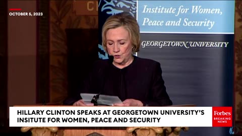 Hillary Clinton Delivers Remarks At Georgetown University's Institute For Women, Peace And Security