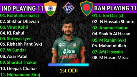 India vs Bangladesh 1st ODI Final Playing 11 India Playing 11 IND vs BAN 1st ODI Playing 11