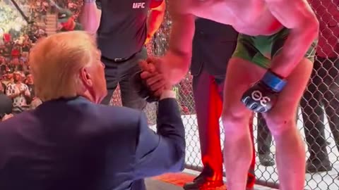 07/08/2023 UFC Fighter Dricus Du Plessis Greets President Trump at UFC 290 Paradise, Nevada
