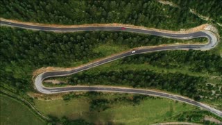 aerial view of road crossing pyrenees mountains catalonia spain