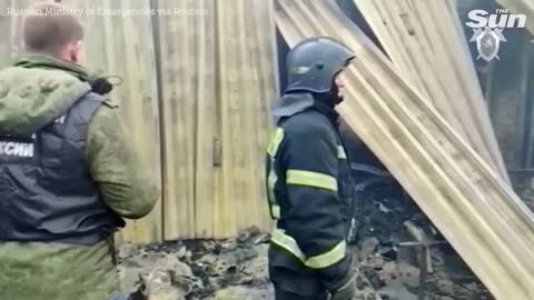 Russian nightclub is burned to the ground as firefighters battle the blaze