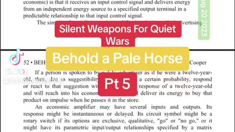 Silent Weapons for Quiet Wars pt 5 Behold A Pale Horse