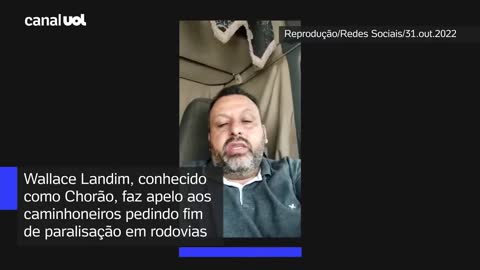 Líder dos caminhoneiros pede fim de paralisação em rodovias e reconhece vitória de Lula