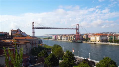 biscay bridge in bilbao bay basque country spain real time