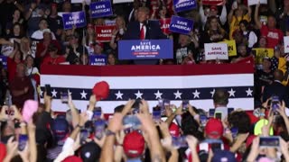 Former president Donald Trump arrives at Warren's Save America Rally