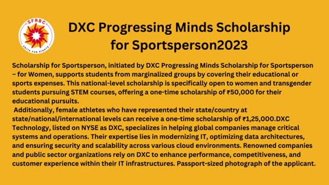 Best scholarship for sportsperson offered by DXC technology