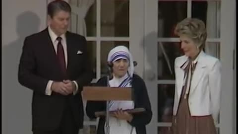President Reagan Presenting the Presidential Medal of Freedom to Mother Teresa on June 20 1985_360p