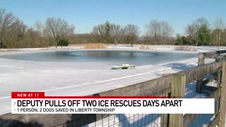 Deputy Saves Woman and Dog from Icy Pond