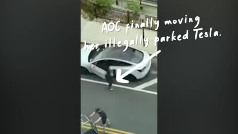 CAUGHT ON VIDEO: AOC Illegally Parks Tesla Near Whole Foods AGAIN