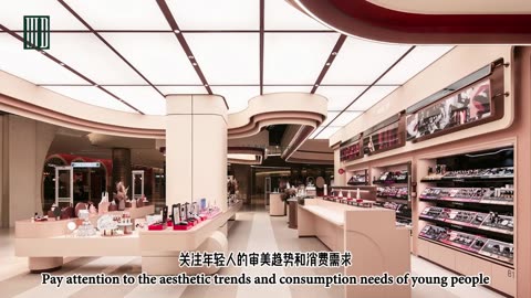 Large cosmetics duty-free shop design makeup showcase customization