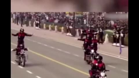 The Republic of India military parade motorbike stacking arhat show returns