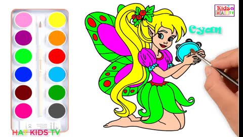 Princess coloring Page Learn Colors How to Draw Princess HAT Kids TV