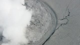 Drone Closeup of Volcanic Eruptions in Indonesia